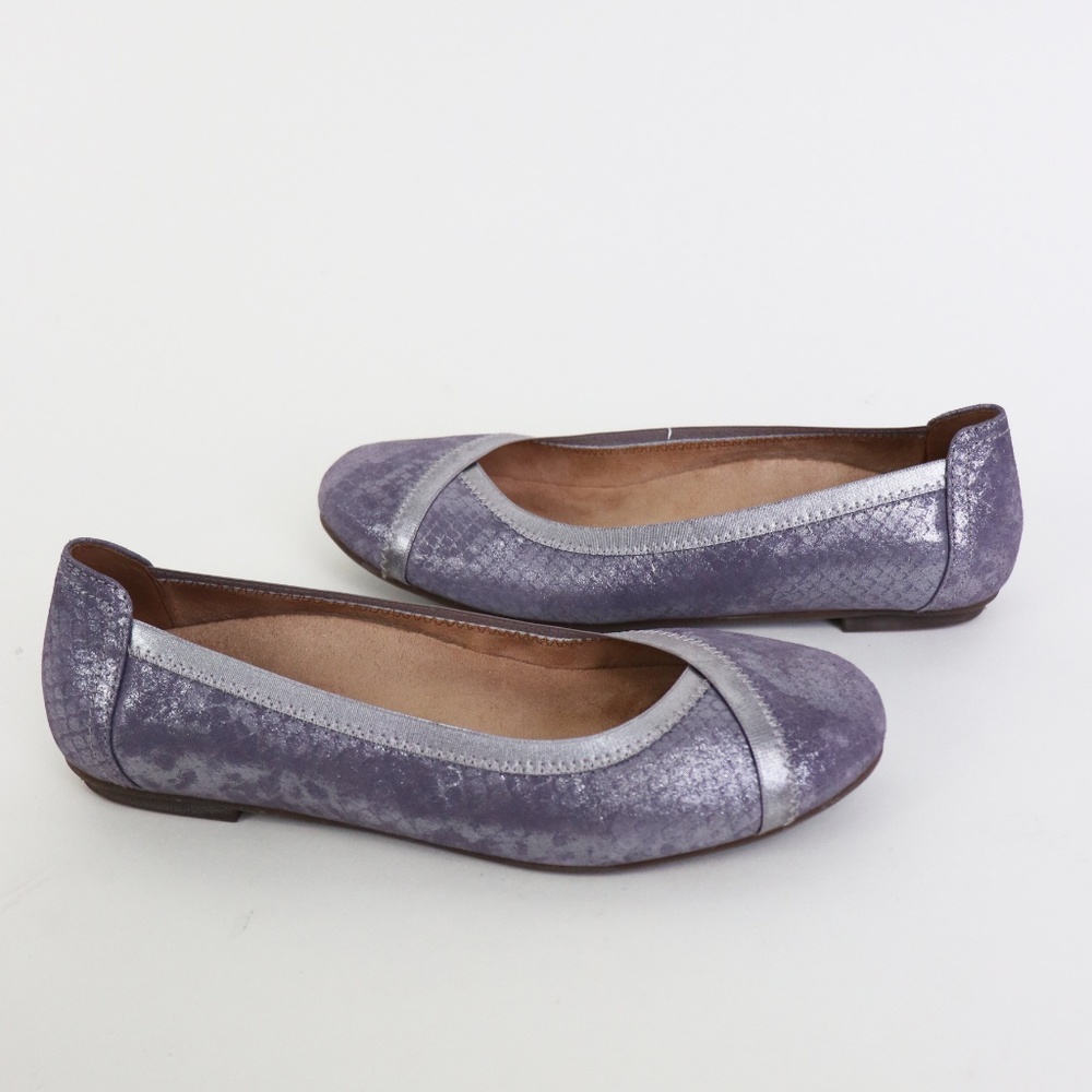 Vionic Caroll Leather Ballet Flats Pewter Purple 7 - Picture 6 of 7